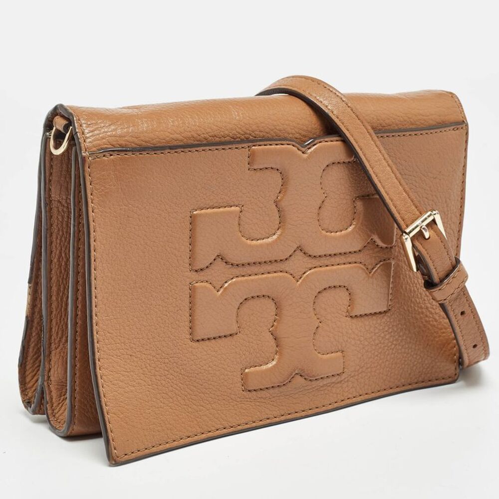 Tory Burch Brown Leather Bombe T Combe Crossbody Bag - Picture 3 of 7